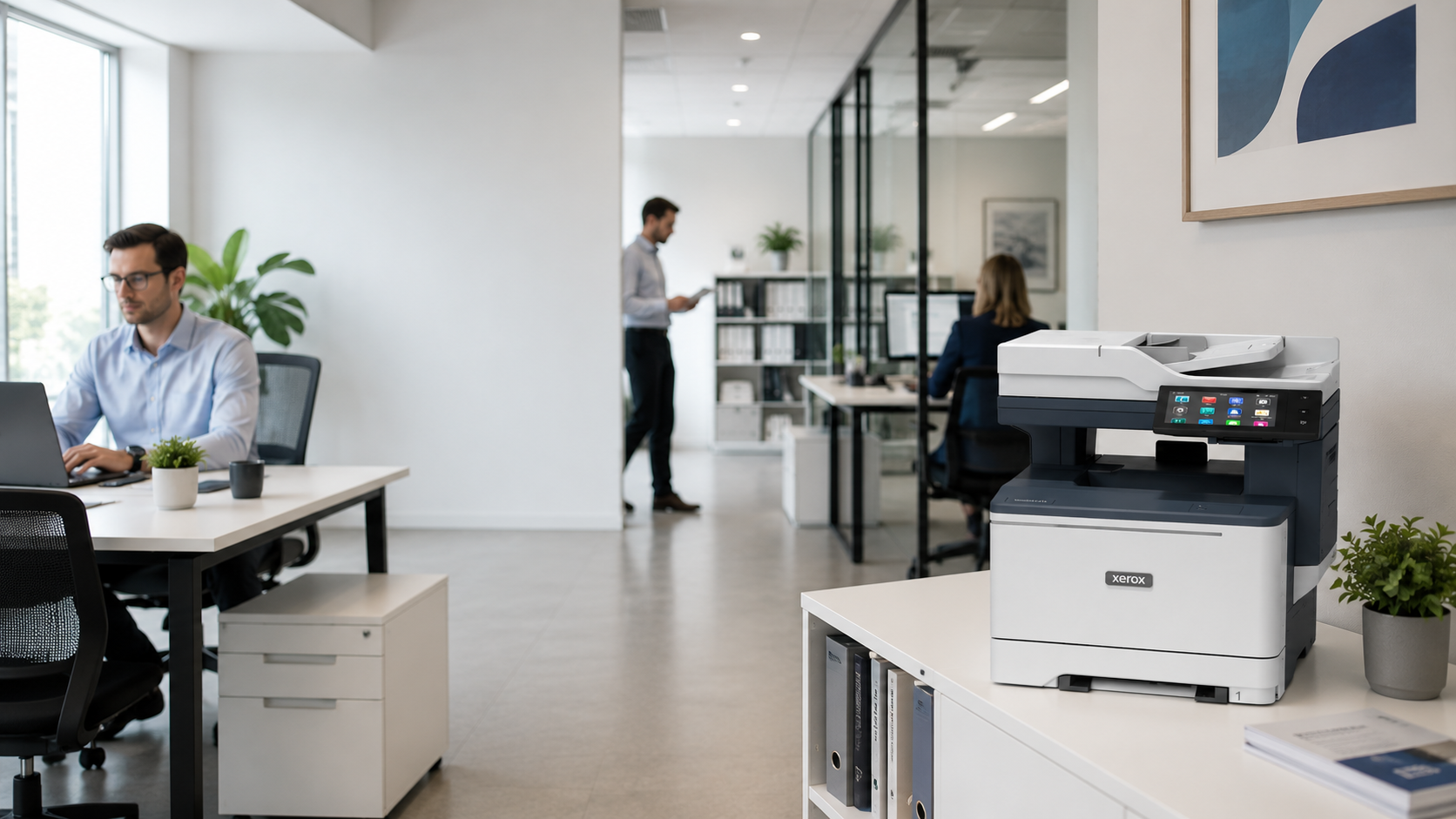 Oficina moderna con impresora Xerox